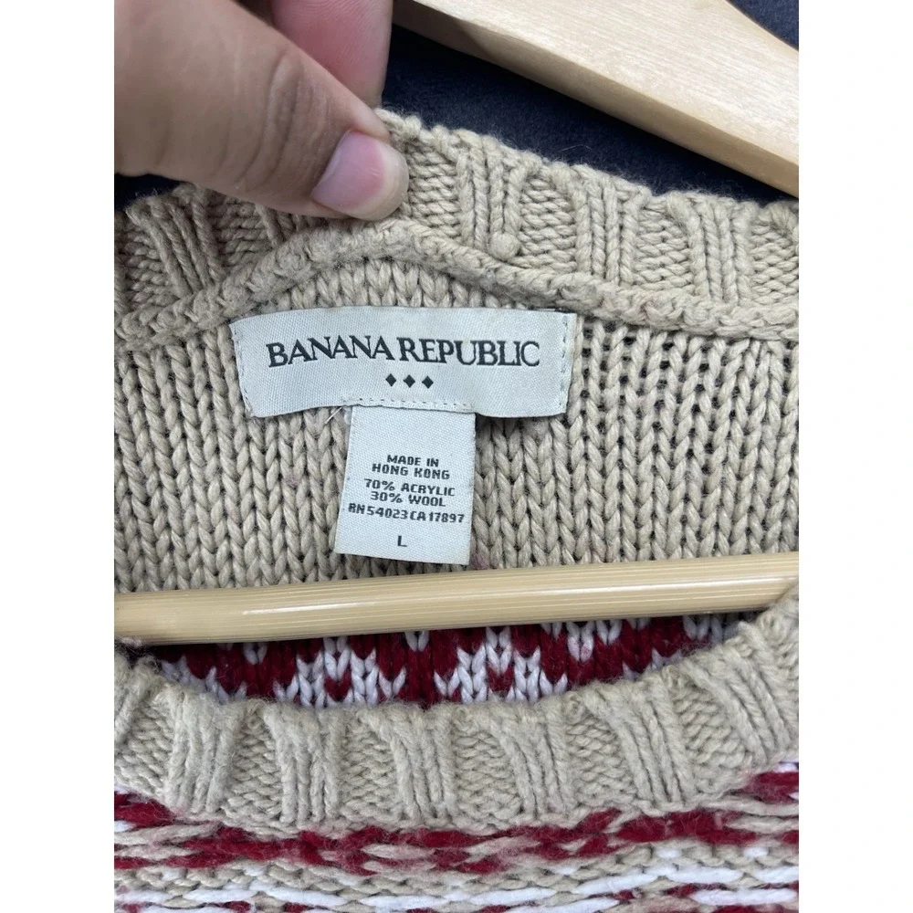 Vintage Banana Republic Men's Fair Isle Wool Blend Sweater L